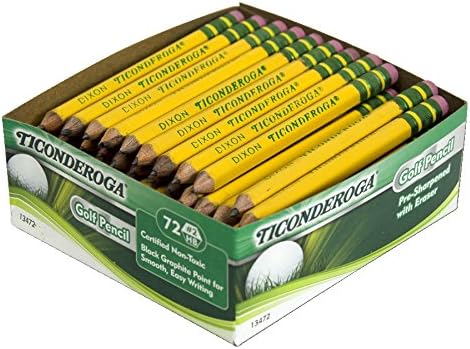 Ticonderoga Golf Pencils with Erasers - #2 HB Lead, Yellow, Pack of 72