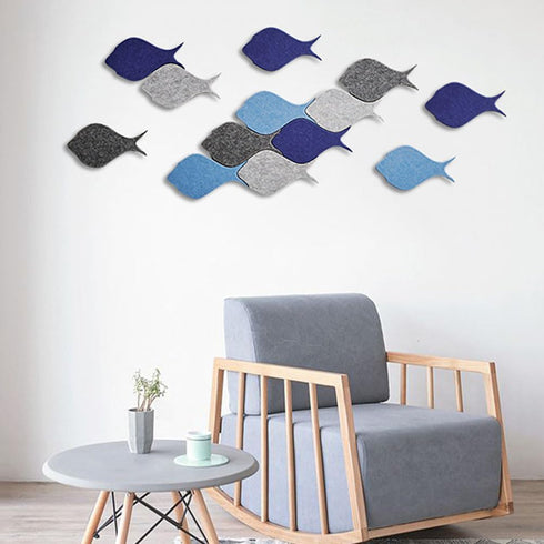 8 12.20X6.69X0.70In MAGICLULU Pcs Fish Felt Tiles Self-Adhesive Bulletin Board Decorative Wall Stickers for Office Home