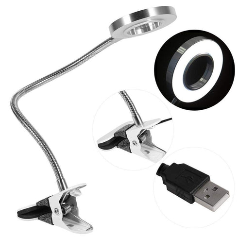 Pinkiou Clip on Desk Lamp with Clamp for Night Reading, Nail Art, Makeup, 360 Flexible Gooseneck LED USB Light