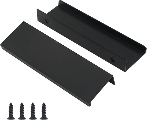 10 Pack Black Finger Pulls for Cabinets, 76mm/3inch Hole Centers, Modern Edge Pulls for Kitchen Hardware