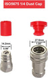 2sets ISO5765-1/4" Hydraulic Coupler Dust Cap,2 Dust Caps + 2 Plugs | Fits Sub-Compact Tractor Male + Female Hydraulic Quick connectors, Red Cap with Retention Ring Keeps Cap Attached to Hose by Jingzan