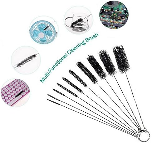 10Pcs Silver Long Straw Brush, Nylon Pipe Tube Cleaner 8-inch Set, Long Straw Brush for Sippy Cup Cleaning