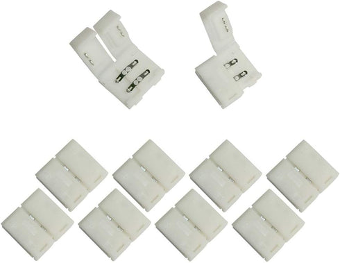 10 Pcs Strip to Strip Unwired Gapless Solderless Snap Down 2 Pin Connector for 10mm Wide 5050 2835 5630 LED Strips