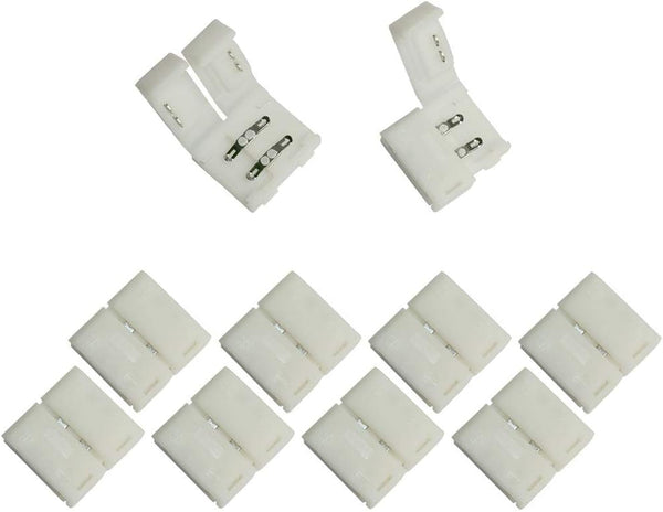 10 Pcs Strip to Strip Unwired Gapless Solderless Snap Down 2 Pin Connector for 10mm Wide 5050 2835 5630 LED Strips