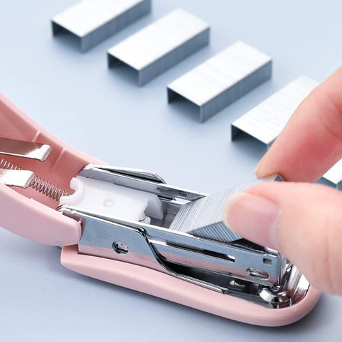 Pink Color Mini Stapler with Staples,Small Cute Stapler for Desk,Gift for Student or Office Use (Pink) by Knamoda
