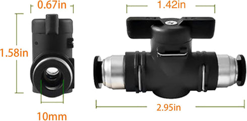 10mm Push Connect Valve Ball Valve 10mm Air Flow Control Valve Quick Connect Valve Tube Fittings Straight Union Pneumatic air compressor valve 3Pack