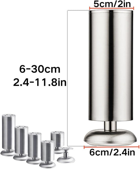 HJYCLFAZU 4Pcs 6cm 10cm 12cm 18cm 20cm 30cm Legs(8in/20cm) Adjustable Furniture Legs, Cabinet Coffee Table TV Stand
