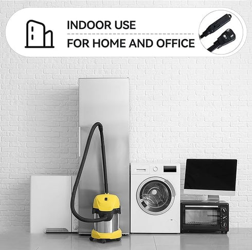 HONDERONS 6FT Black Extension Cord with Flat Plug, 3 Outlets, 14/3 SPT-3, Durable Power Cable for Home, Office