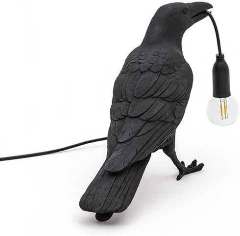 DOSEA Resin Crow Table Lamps Desk Lamp,Gothic Raven Birds Lighting Black Bird Wall