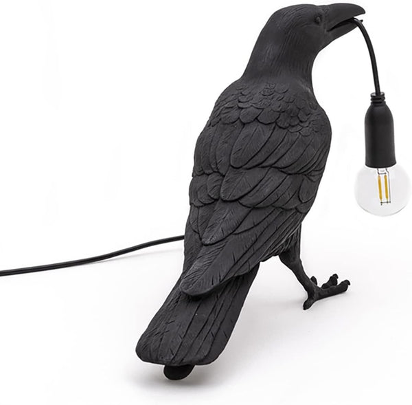DOSEA Resin Crow Table Lamps Desk Lamp,Gothic Raven Birds Lighting Black Bird Wall