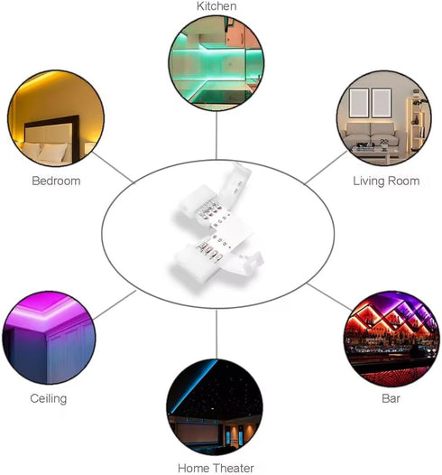 LED Connector, 10pcs L-Boards and 20pcs 4-pin Connection Clips for 4-pin Multi-Color 10mm LED Strip Lights