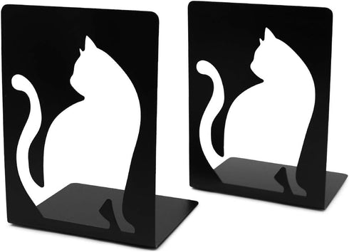 Apol Unique Hollow Out Design Cat Bookends Student Book Ends Metal Office Desk