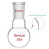 StonyLab 50ml Short Neck Round Bottom Flask, Borosilicate Glass Heavy Wall RBF with 24/40 Taper Outer Joint