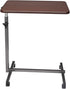 Tilting Bedside Table with Wheels & Brake - Adjustable for Hospital and Home Use, Dark Wood Grain