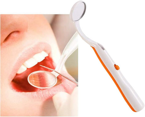 2 Pcs Dental Mirror with Light Tool - LED Lighted Teeth Inspection Mirror, Anti Fog Curve Angle