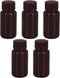 2 oz Wide Mouth Lab Reagent Bottle, Sealed Leak-proof Amber HDPE Container, Pill Bottle, Water Sample Bottle (5 Pcs)