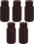 2 oz Wide Mouth Lab Reagent Bottle, Sealed Leak-proof Amber HDPE Container, Pill Bottle, Water Sample Bottle (5 Pcs)