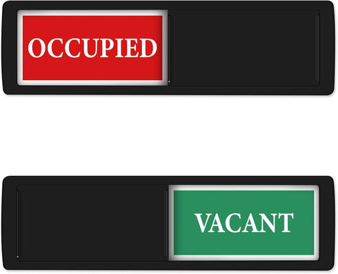 Privacy Sign - Vacant Occupied Indicator for Home Bathroom Office, Easy to Read Magnetic Slider - Black