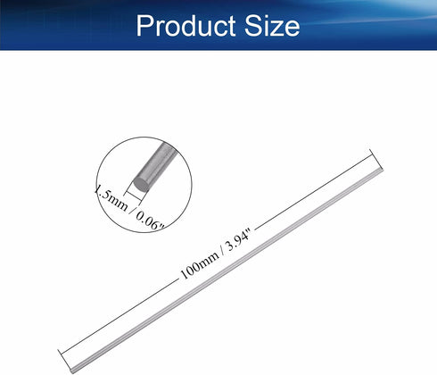 Auniwaig Round Steel Rod, HSS Solid Lathe Bar Stock Tool 1.5mm x 100mm, for Shaft Gear Drill Lathes Boring Machine Turning Miniature Axle, Cylindrical Pin DIY Craft Tool, 10pcs