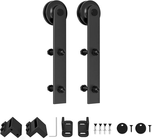 ZEKOO Sliding Barn Door Hanger, Roller, Stopper, Floor Guide, Anti-Jumper Accessories for Third, Fourth Door