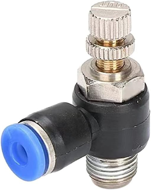 Pneumatic Push to Connect Air Flow Control Valve, 6mm Tube OD x 1/4" Male BSP Thread, Elbow Switch Valve Fitting