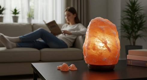 9-11lbs Natural Himalayan Salt Lamp with On/Off Cord & Wooden Base Hand-Carved Pink Rock Salt Lamp for Home, Office