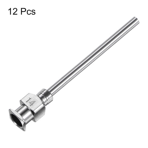 12pcs 14Gauge Stainless Steel Dispensing Needles, 1 1/2" Blunt Tips Luer Lock for Thick Liquids, Lab Use