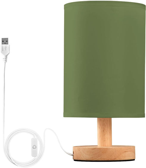 YEGAME Olive Green Solid Color Bedside Table Lamp for Bedroom Nightstand, Small Eye
