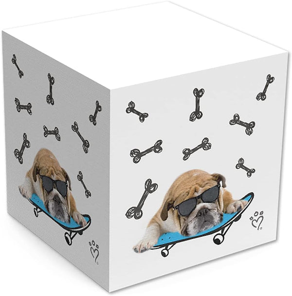 Rachael Hale Collection Sticky Note Cubes, 2 3/4" x 3", English Bulldog Design, 2 Qty