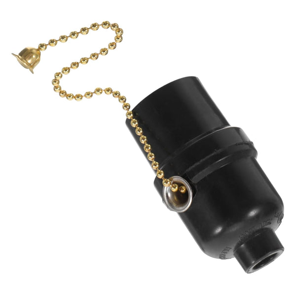 Healifty Pull Chain Lamp Socket Vintage Black Retro Light Bulb Holder for