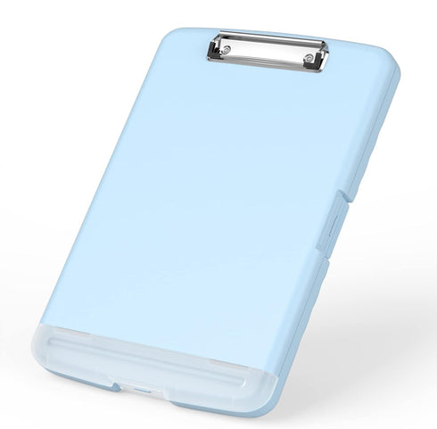Rimilak Plastic Clipboard with Storage - High Capacity Nursing Clipboards with Pen Holder, Light Blue