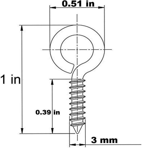 WANBAO 1 Inch Small Screw Eyes Metal Screw Hooks 100 Pcs Ring Screws Fasteners Hardware Tools Black by WANBAO