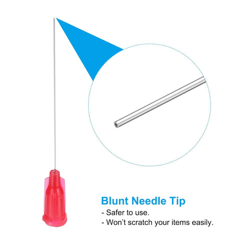 PATIKIL 25Ga x 2 Inch Dispensing Needle Tips, 100Pcs Blunt Tips with Luer Lock for Glue Oil Applicator, Rose Red