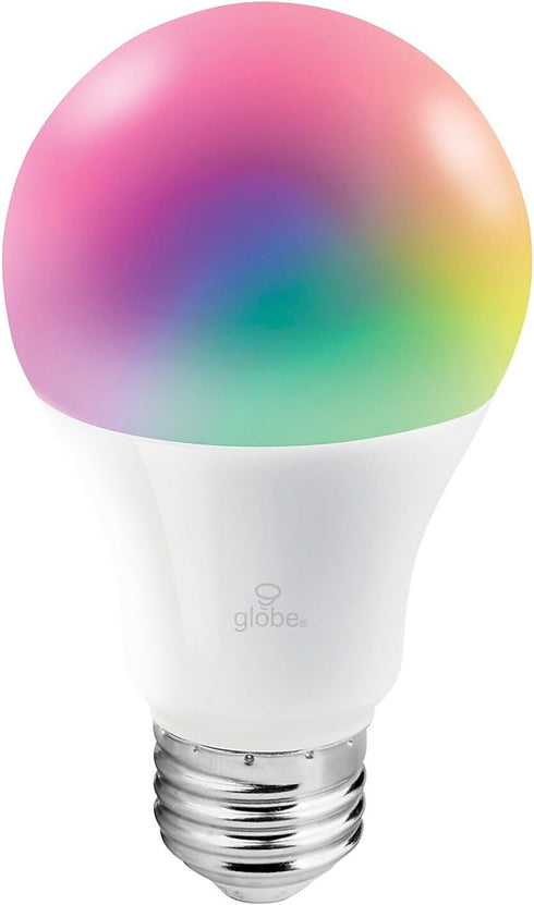 10W Bulb, 2000K5000K, A19 E26 34212 Globe Electric Wi-Fi Smart LED Multicolor RGB + Tunable White Shape, Base, App +