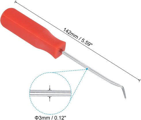PATIKIL O-Ring 45 Degree Pick 142mm, Oil Seal Gasket Precision Screwdriver Puller Remover Removal Tool, Red