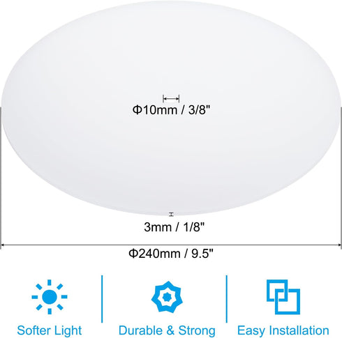9.5" 3/8" 10-12" PATIKIL Lampshade Diffuser, Diameter with Center Hole Round Diffuser for Drum Lampshades Pendants