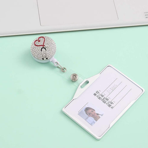 Nurse Retractable Badge Reel, Cute Badge Holder with Alligator Clip for ID Card Holders (Stethoscope)