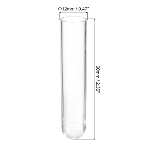 PATIKIL 3ml Plastic Test Tubes with Cork Stoppers, 20Pcs 60x12mm Tubes for Scientific Party Decoration Candy Bead Storage Bath Salt Lab Use, Clear
