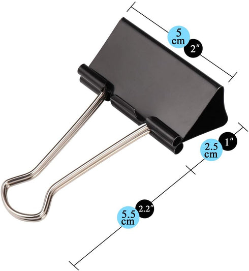 H&S Multi-purpose Jumbo Foldback Clips for Paperwork, Pack of 10 Black Binder Office Clips