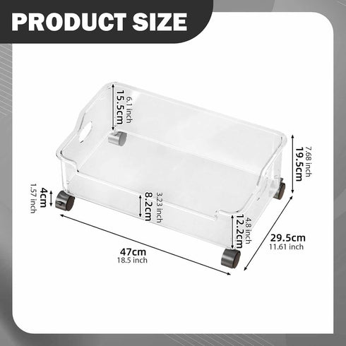 DimyFew Under Desk Book Storage Bin Under Desk Book Organizer with Wheels Storage Container Cart for Books Letter
