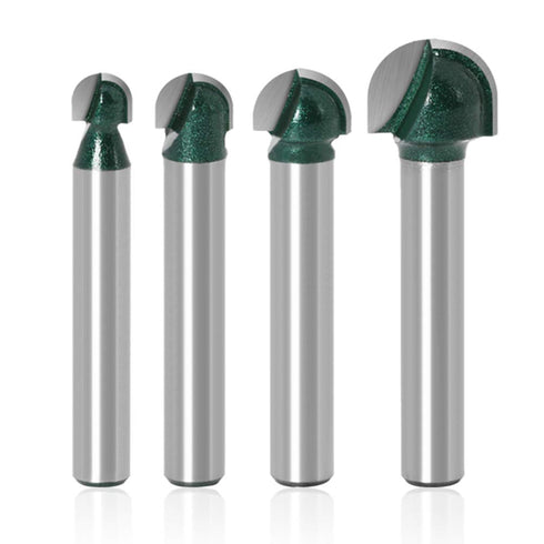 Yakamoz 4Pcs 1/4" Shank Round Nose Router Bit Set for CNC Sign Making and Woodworking Carving