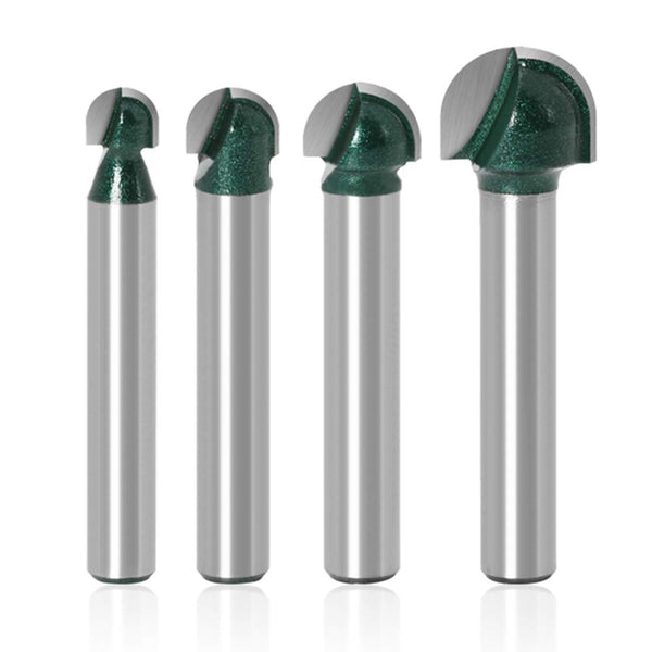 Yakamoz 4Pcs 1/4" Shank Round Nose Router Bit Set for CNC Sign Making and Woodworking Carving