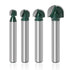Yakamoz 4Pcs 1/4" Shank Round Nose Router Bit Set for CNC Sign Making and Woodworking Carving