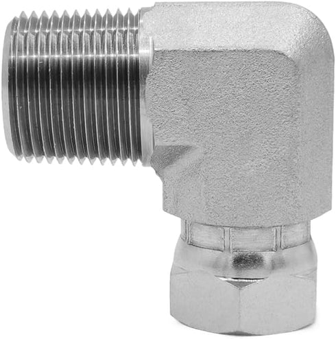 1501-12-08 Hydraulic Hose Adapter Fitting, 3/4" Male x 1/2" Female Swivel 90° Elbow, Carbon Steel