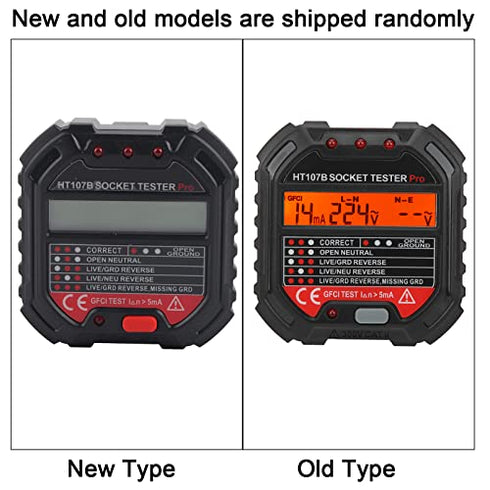 HT107B 90-250V Socket Tester, 3-Pin Outlet Tester for Voltage Leakage Test Electric Circuit Detector