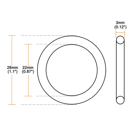 uxcell Silicone Rubber O-Ring, 28mm OD, 22mm ID, 3mm Width, VMQ Seal Rings Gasket, White, Pack of 20