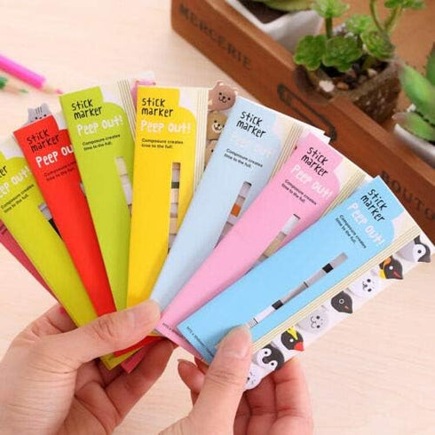Cute Animals Shape Stickers, 6pcs Stationary Set, Brown Bear Self-Stick Tab Note Pads for Office School
