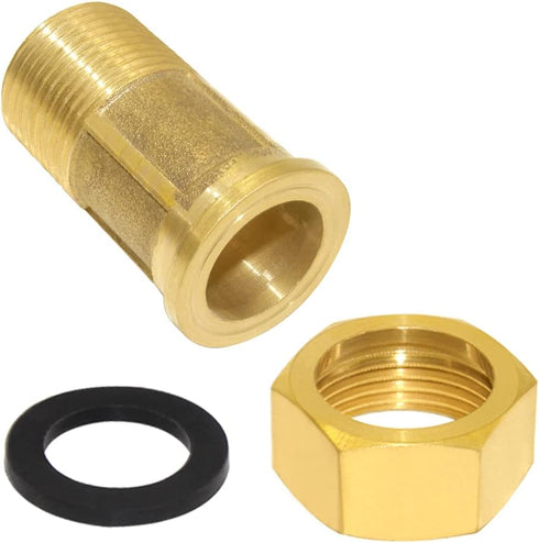 Joywayus Brass Water Meter Pipe Fitting - Hex Nipple 3/4” NPS Male x 1” NPS Female Threaded Connector (Pack of 2)