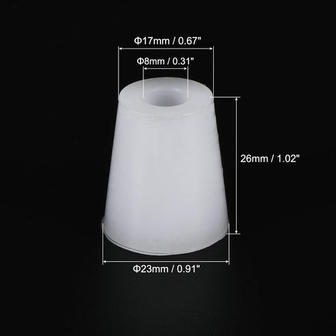 MECCANIXITY Silicone Rubber Tapered Plug 17mm to 23mm with Hole White for Powder Coating, Painting, Anodizing, Plating, Sandblasting, Laboratory Use 2 Pieces