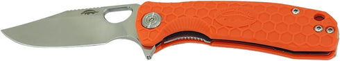 8Cr13MoV 2.80" Honey Badger Knives Small Clip Point Folding Pocket Knife - Steel, Blade, Orange FRN Handle - Ball